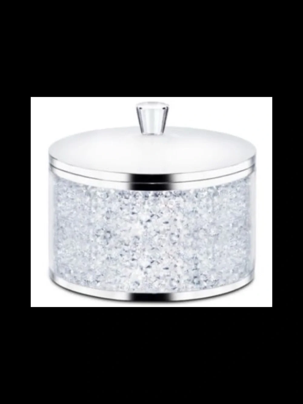 Swarovski Clear Crystal Accent Storage Jar with Silver Trim/ Crystalline Jar